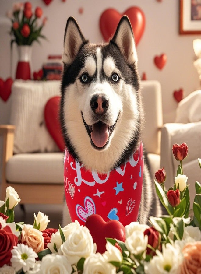 yeabwps Valentines Dog Bandana, 2 Pcs Pink Dog Bandana, Red Dog Bandanas, Double Sided Printing Dog Valentines Bandana for Small Medium Large Dogs - Image 5
